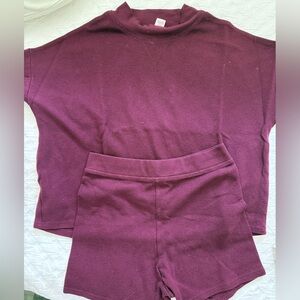 Victoria's Secret Glow Waffle Pullover Bike Short Set Burgundy